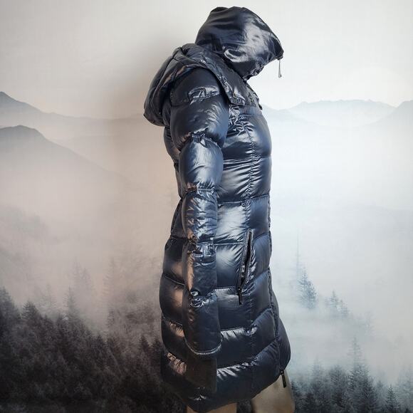 BCBGMaxazria Metallic Sapphire Down Puffer Coat | Women's XS - Picture 9 of 16